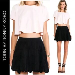 Torn by Ronny Kobo Lena Cropped Short Sleeve Top